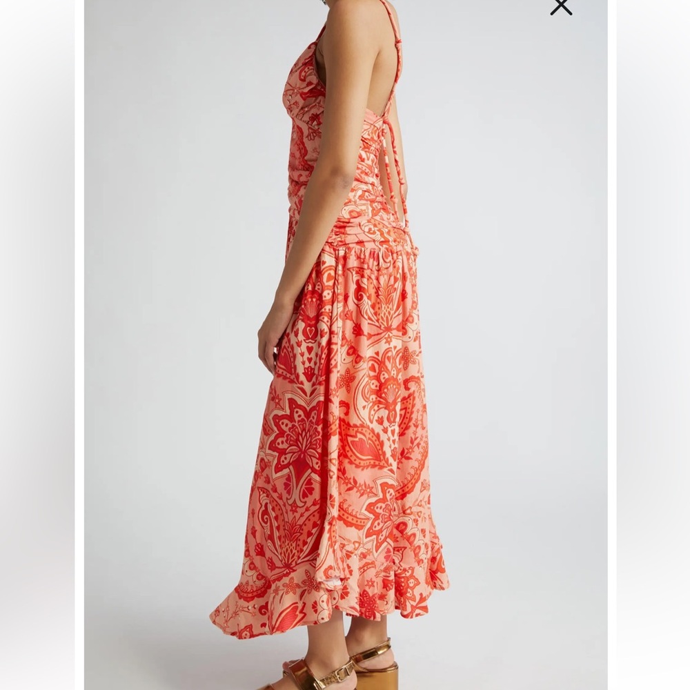 NWT Farm Rio Jaipur Crossover Linen Blend red vacation resort Maxi dress Medium - Picture 4 of 9